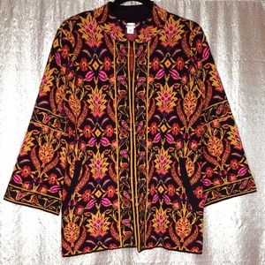 Coldwater Creek EUC PM Floral Filigree Sweater Jacket